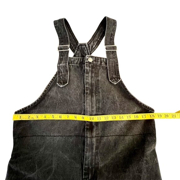 Black Denim Indie Grunge Overalls Baggy Wide Leg Artsy Unique Boiler Size Small - Picture 11 of 12